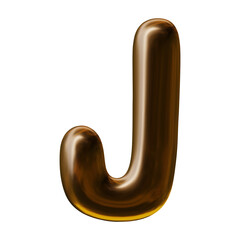 Alphabet letter j design with balloon style in 3d render