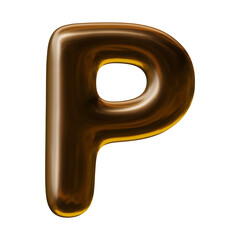 Alphabet letter p design with balloon style in 3d render