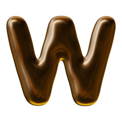 Alphabet letter w design with balloon style in 3d render