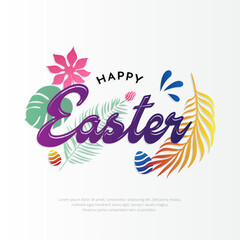 Happy easter design background vector. Design layout for invitation, card, menu, flyer, banner, poster, voucher.