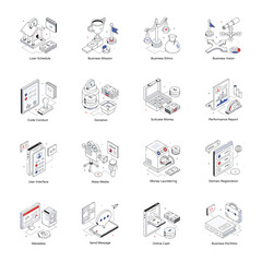 Collection of Business Isometric Icons 

