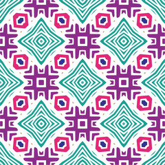 Vector geometric ornament in ethnic style. Seamless pattern with  abstract shapes, repeat tiles. Repeating pattern for decor, textile and fabric.