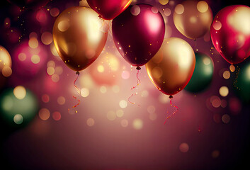 Background of colorful balloons. Generative AI.