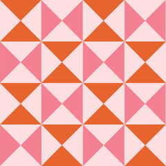 Mid century modern pink and orange triangles seamless pattern. For home décor, retro backgrounds and wallpaper