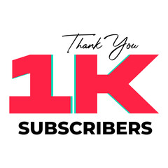 1K subscribers celebration greeting banner on Transparent Background