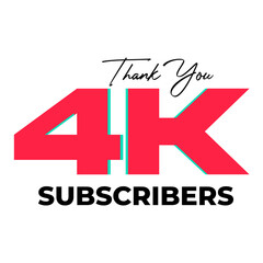 4K subscribers celebration greeting banner on Transparent Background