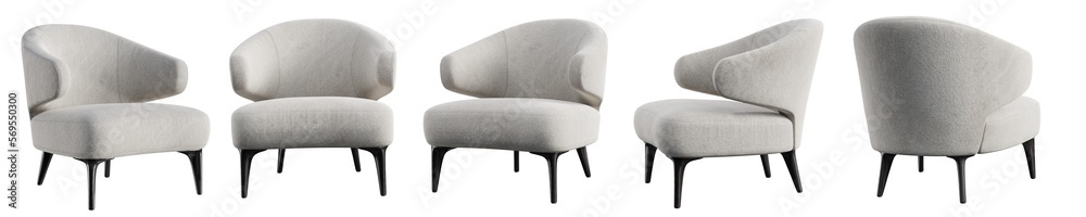 Aufkleber armchair set isolated on transparent background. 3d render.