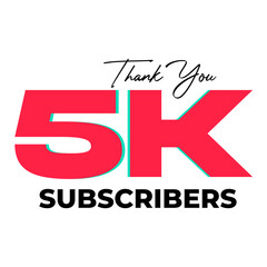 5K subscribers celebration greeting banner on Transparent Background