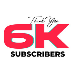 6K subscribers celebration greeting banner on Transparent Background
