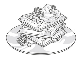 Sweet waffles vintage emblem monochrome