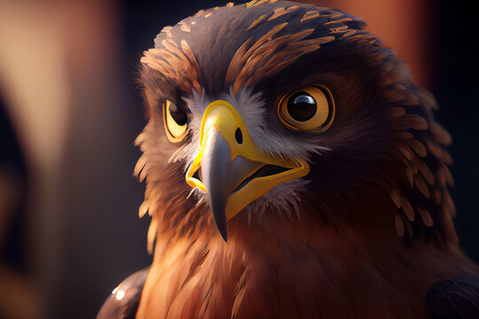 Bright hawk portrait. Digitally generated AI image