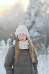 Portrait of a woman in winter.