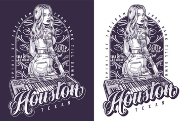 Fototapeta premium Beauty party girl flyer monochrome