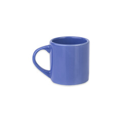Blue ceramic coffee cup isolated over white background