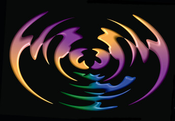 Abstract patterns coloured with black background	