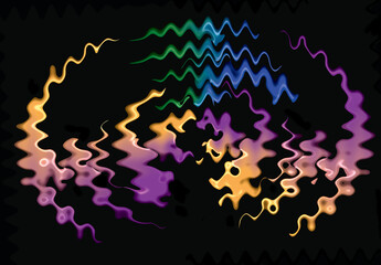 Abstract patterns coloured with black background	