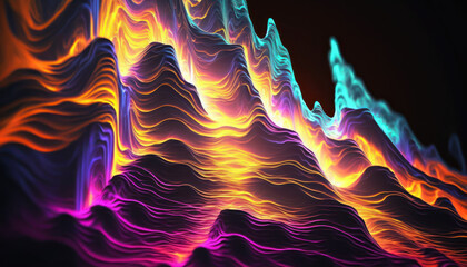 Fiery RGB neon light trippy wallpaper pattern. Generative AI.