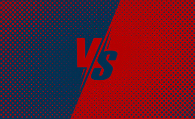 VS versus battle team game fight screen vector design, challenge duel red blue dark graphic background clipart illustration, pop art sport banner, contest compare frame poster modern image