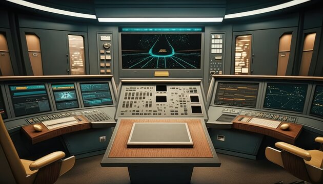 Star Trek-style bridge with central monitor changes MOCK-UP