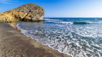 Beach of Mónsul, Cabo de Gata-Níjar Natural Park, UNESCO Biosphere Reserve, Hot Desert Climate Region, Almería, Andalucía, Spain, Europe