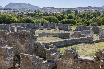 Fototapeta na wymiar City walls and main ruins in the Roman city of Salona, just outside Solin near Split