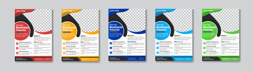 Corporate Business Flyer poster pamphlet brochure cover design layout background, two colors scheme, vector template in A4 size - Vector