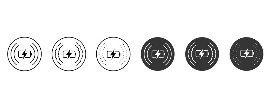 Vector wireless charging icons set. Symbol of wireless charging linear icons eps 10