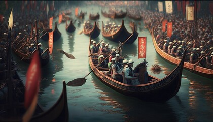 Obraz premium illustration Giant rice dumplings, dragon boat festival.