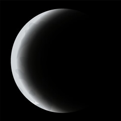 Lunar phase icon. Lunar eclipse cycle stage. Moon on black background. Round shaped celestial. Hand drawn vector illustration