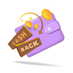 Cash and financial payment refund service. Vector illustration, 3d.