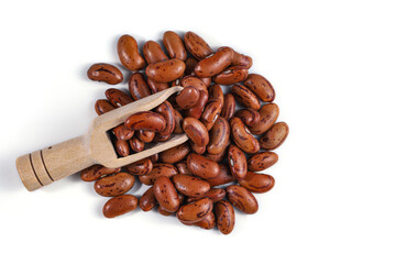 Pinto Beans (Frijoles pintos, Speckled bean, Feijao carioca, Common bean, Phaseolus vulgaris), Feijao carioca with wooden spoon