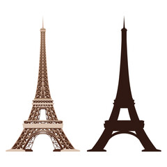 Eiffel Tower vector icons. World famous France tourist attraction symbols. International architectural monument isolated on white background