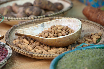 nuts in a traditional bowl.