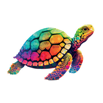 Colorful turtle pop art vector illustration