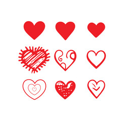 Cute heart set vector illustration