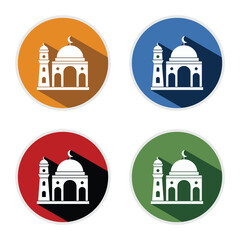 Icon of a mosque building, a place of worship for Muslims or Muslims. Flat design vector illustration