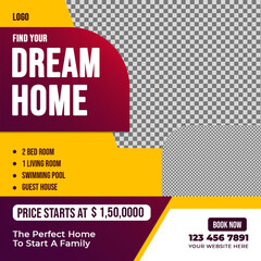 Real estate social media post bundle design, Modern Real Estate social media post Template, Real estate social media post web banner template design