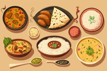 assorted indian dish. Generative AI