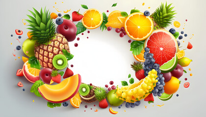 fruit frame for product presentation. Created by Generative AI.