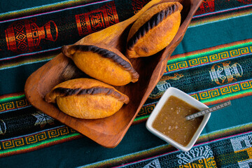 Traditional Bolivian meat pastries called Salteñas