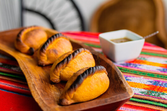 Traditional Bolivian meat pastries called Salteñas