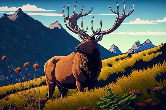 stunning image of an elk in the wild Generative AI
