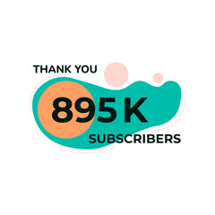 THANK YOU 895K FOLLOWERS CELEBRATION TEMPLATE BLUE COLOR DESIGN VECTOR GOOD FOR SOCIAL MEDIA, CARD , POSTER
