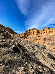 Obraz premium Landscape. Walking through the canyons in Kyrgyzstan.