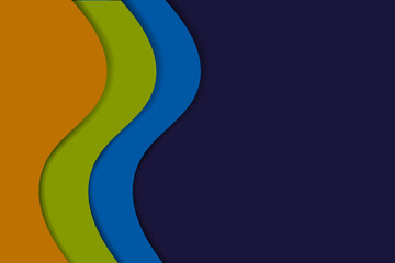 Vector background of overlapping blue and orange curves with copyspace for design