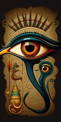 Ancient history of The Eye of Horus and Osiris, the Egyptian God. Generative AI