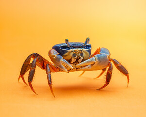 Rainbow crab orange background
