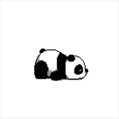 sleeping panda in pixel art style
