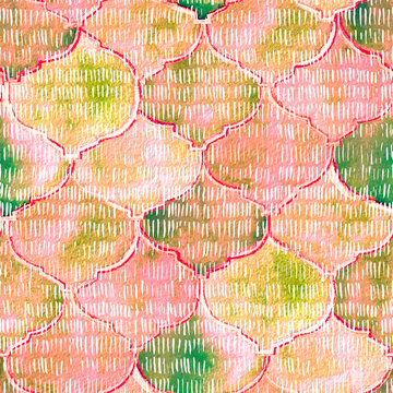 Quatrefoil Seamless Pattern. Crimson Red Rhombus Majolica Background. Barbed Watercolour Trellis. Geometric Morrocan Tile. Lattice Marrakesh Watercolor Design. Arabic Damask Print.