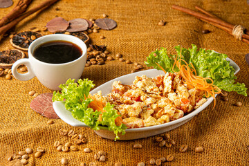 coffee and poached egg
